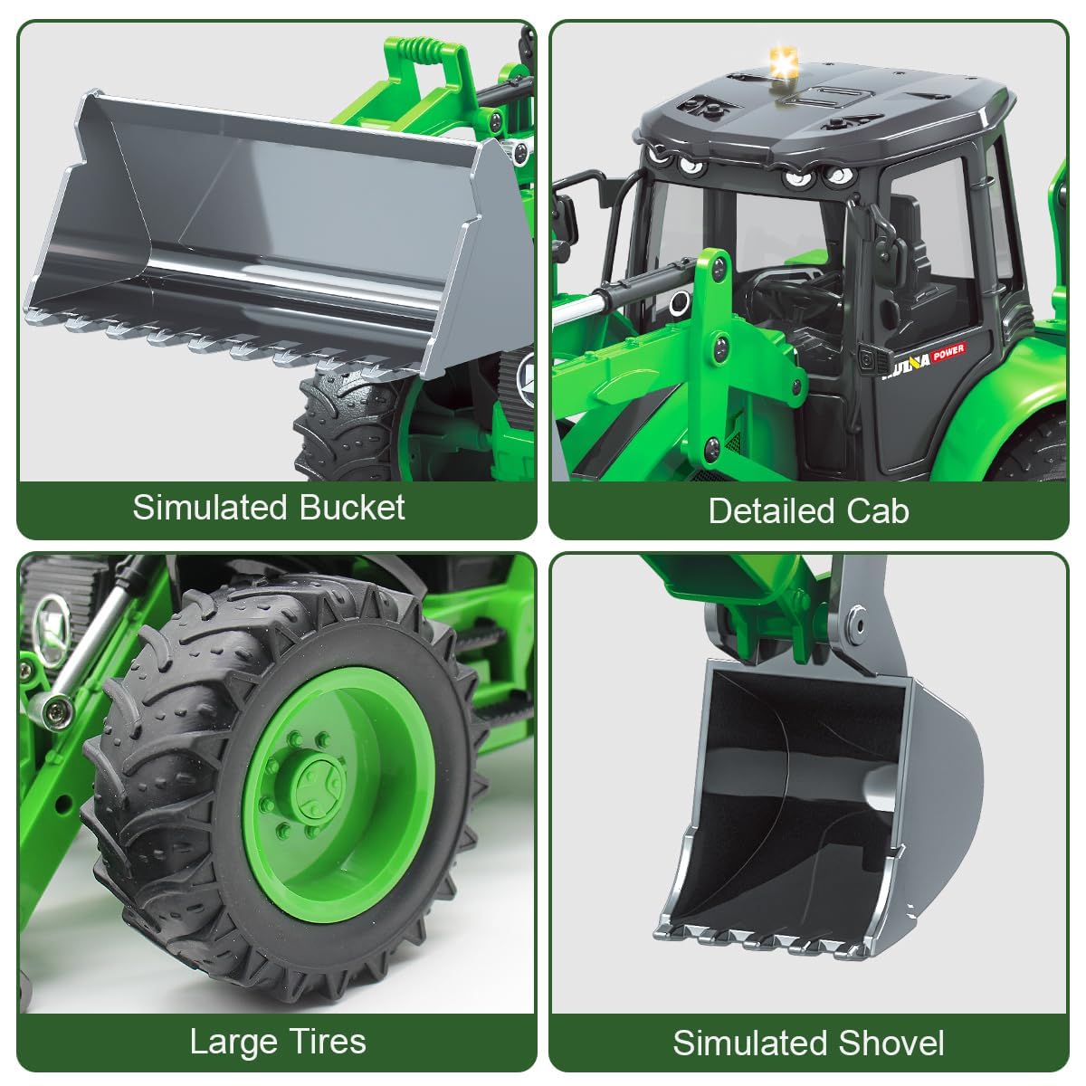 OUKAFEN Huina Remote Control 9 Channel 1:14 1579 Heavy Duty Backhoe Loader Bulldozer (JCB)