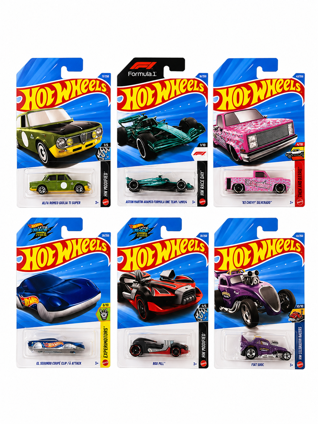 Hot Wheels L Case Mainline Set Of 6 Pcs.