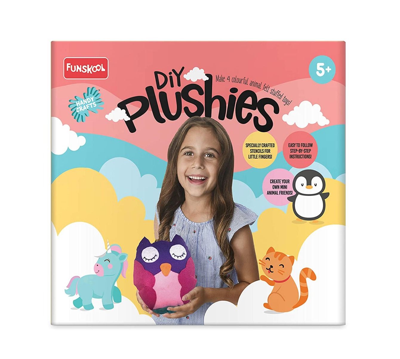 Funskool Animal Diy Ies, Create Your Own Mini Unicorn, Penguin, Owl And Kitten (Multicolor)
