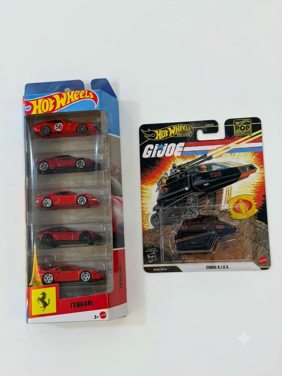Hot Wheels Ferrari 5-Pack with Hot Wheels Pop Culture G.I. Joe Cobra H.I.S.S