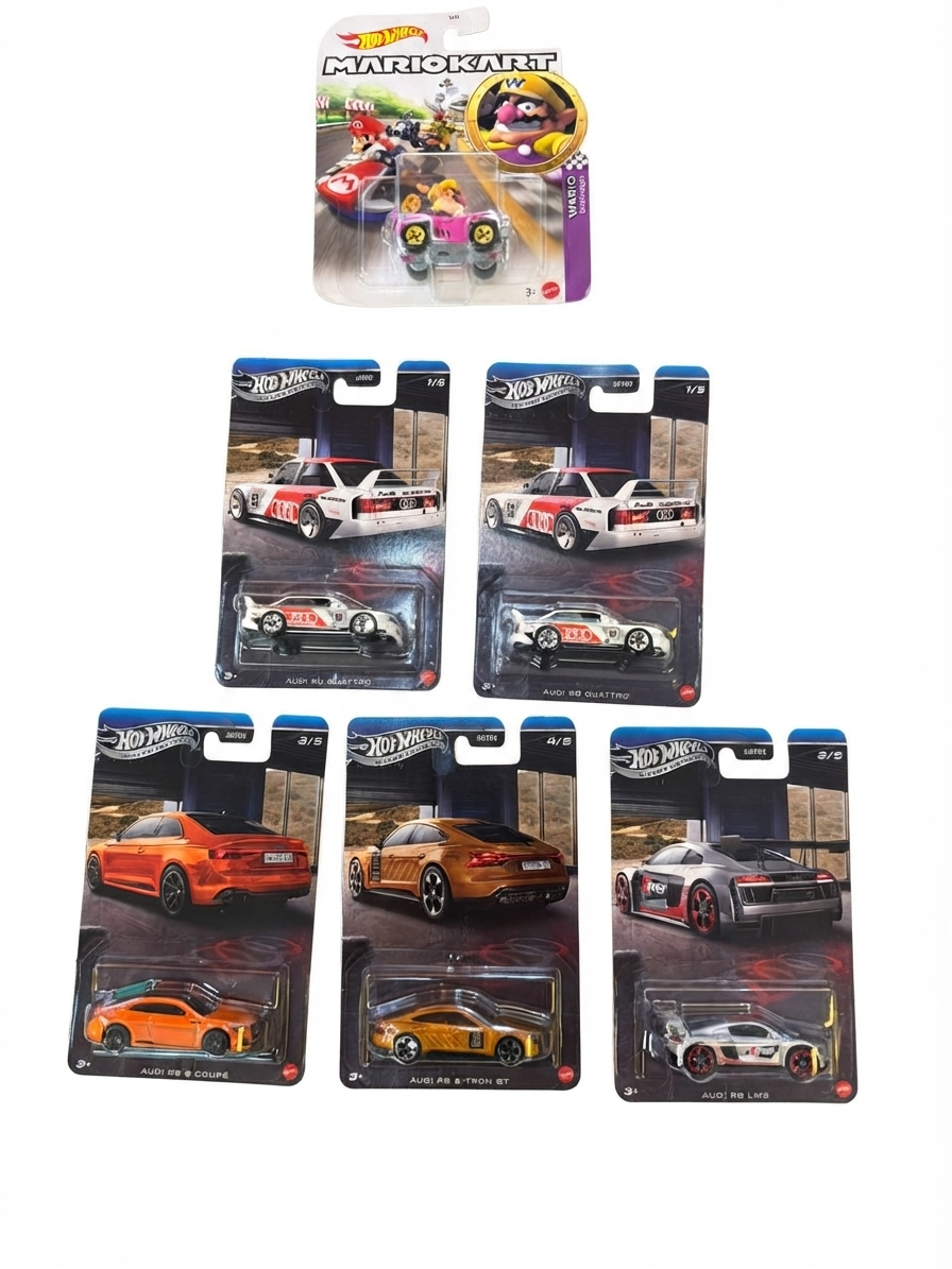 Hot Wheels Premium Audi Set (5-Car Series) with Wario-Badwagon (HOT WHEELS MARIO KART)