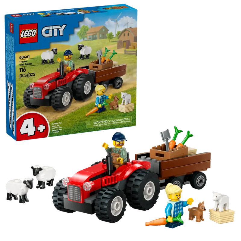 LEGO City Red Farm Tractor with Trailer Sheep 60461