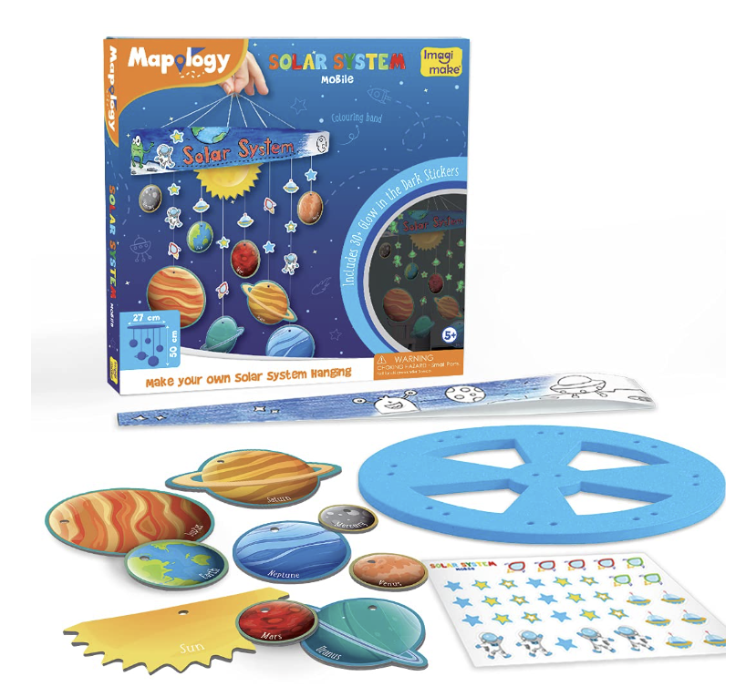 Imagimake Mapology Solar System Mobile - DIY Hanging Craft Kit - Learning Aid & Educational Toy - for Kids Age 5 and Above- Multicolor