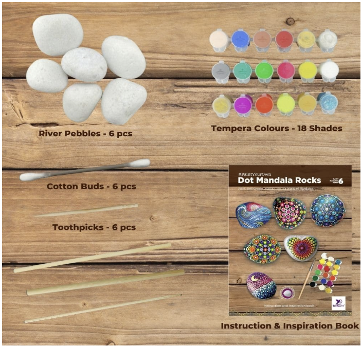 TOYKRAFTT Dot Mandala Rock Painting Kit for Kids 8-12, White River Rocks.
