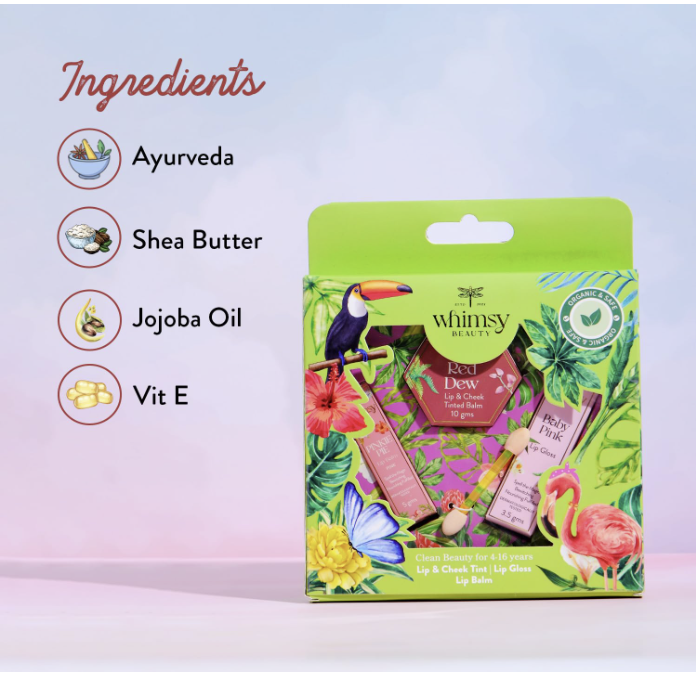 Whimsy Beauty Organic Beauty Kit for Girls - 3 Pcs Non‑Toxic Makeup Set
