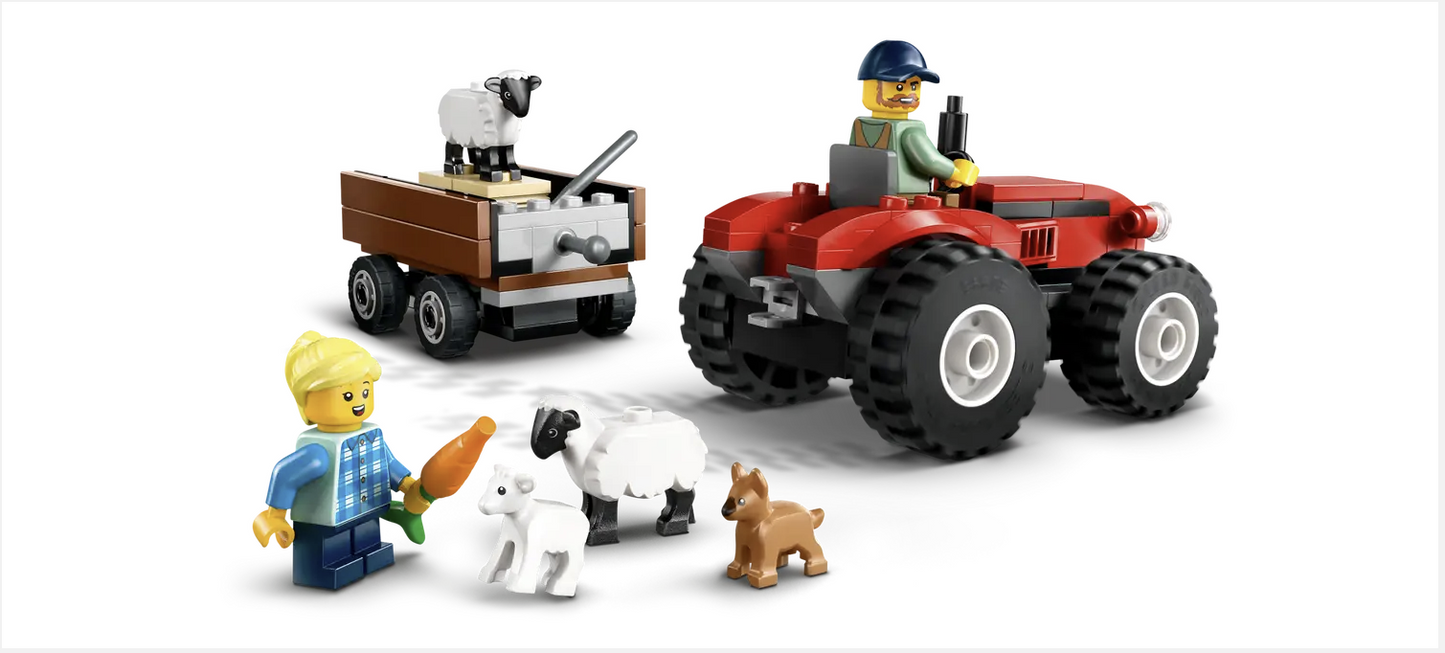LEGO City Red Farm Tractor with Trailer Sheep 60461