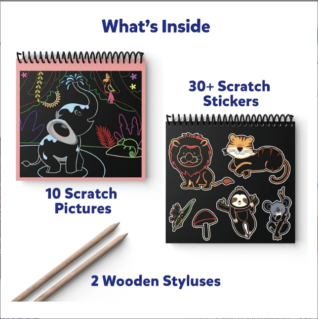 Travel Friendly Magical Scratch Art Book: Amazing Animals (Ages 3–8)