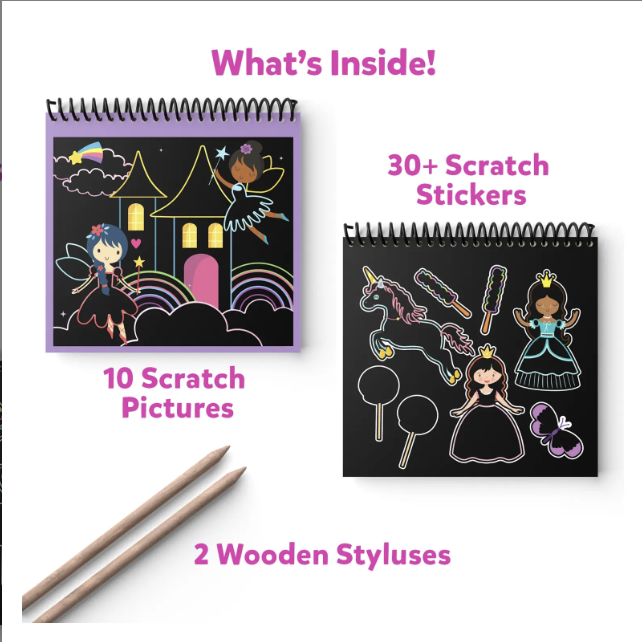 Travel Friendly Magical Scratch Art Book: Unicorns & Princesses (ages 3-8)