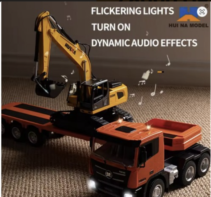 Huina 1319 RC Tractor Truck with Excavator Trailer – 1:18 scale