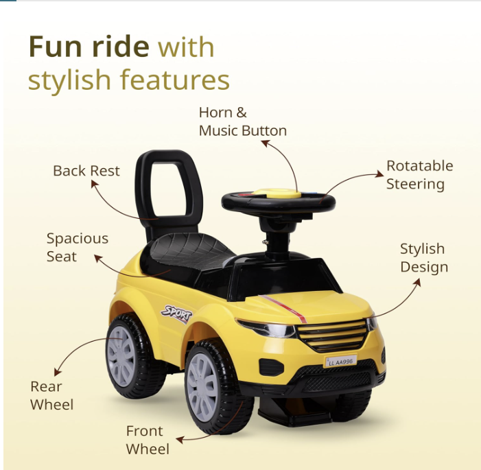 LuvLap Starlight Ride-On Car for Kids.
