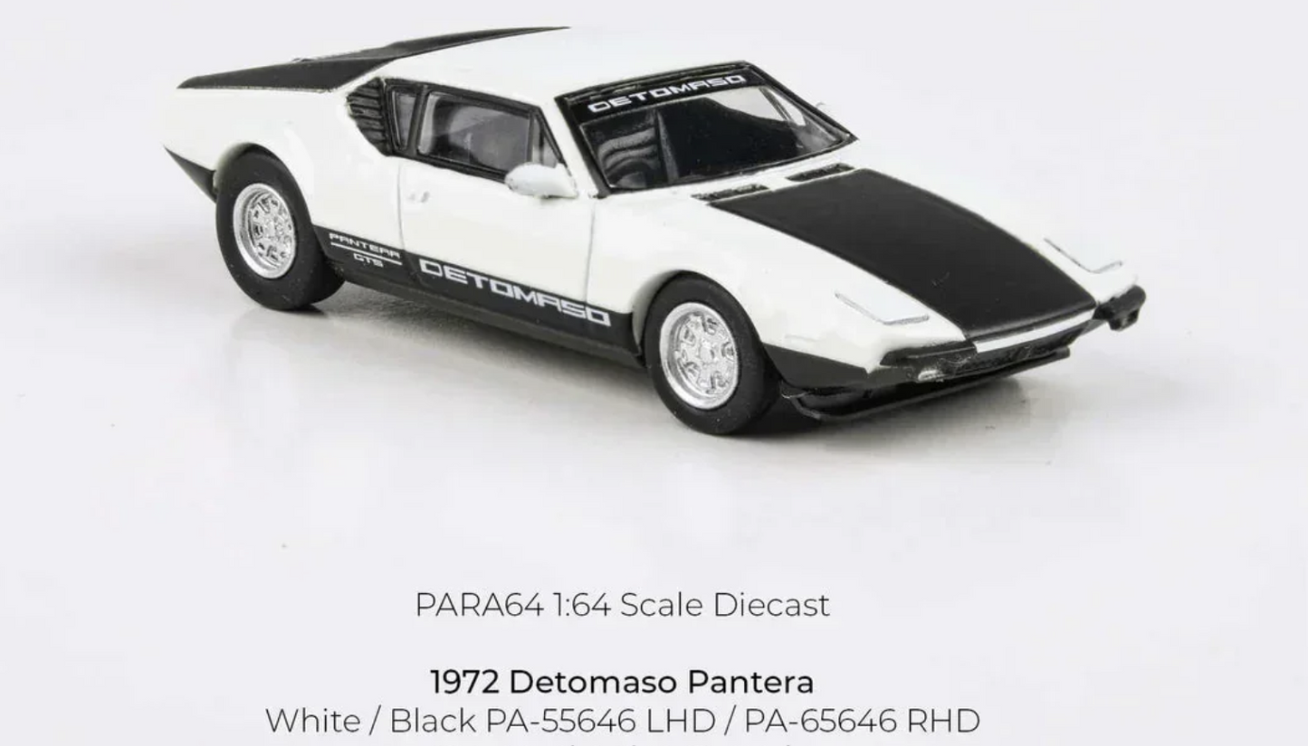 Para64 1:64 Scale 1972 De Tomaso Pantera White/Black – Premium Diecast Model Car