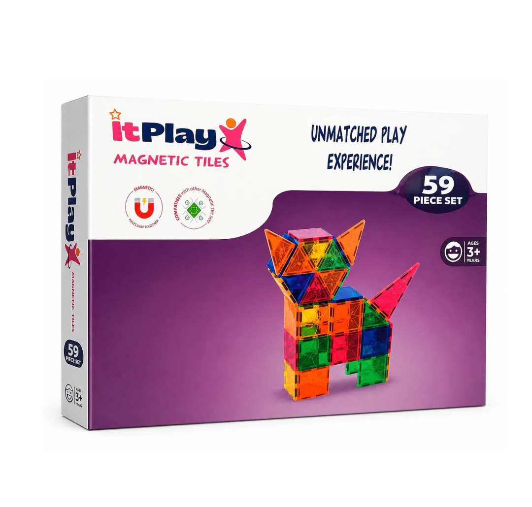 it play Magnetic Tiles 59 piece set.
