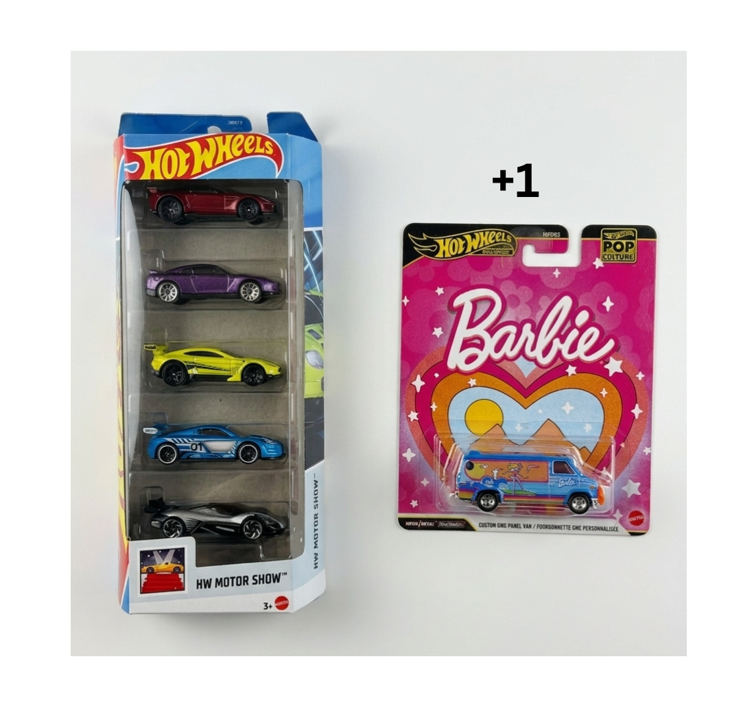 Hot Wheels Motor Show Set Of 5 Cars.