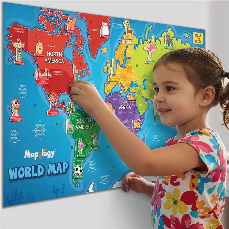 Imagimake Mapology World Map with Reusable Stickers.