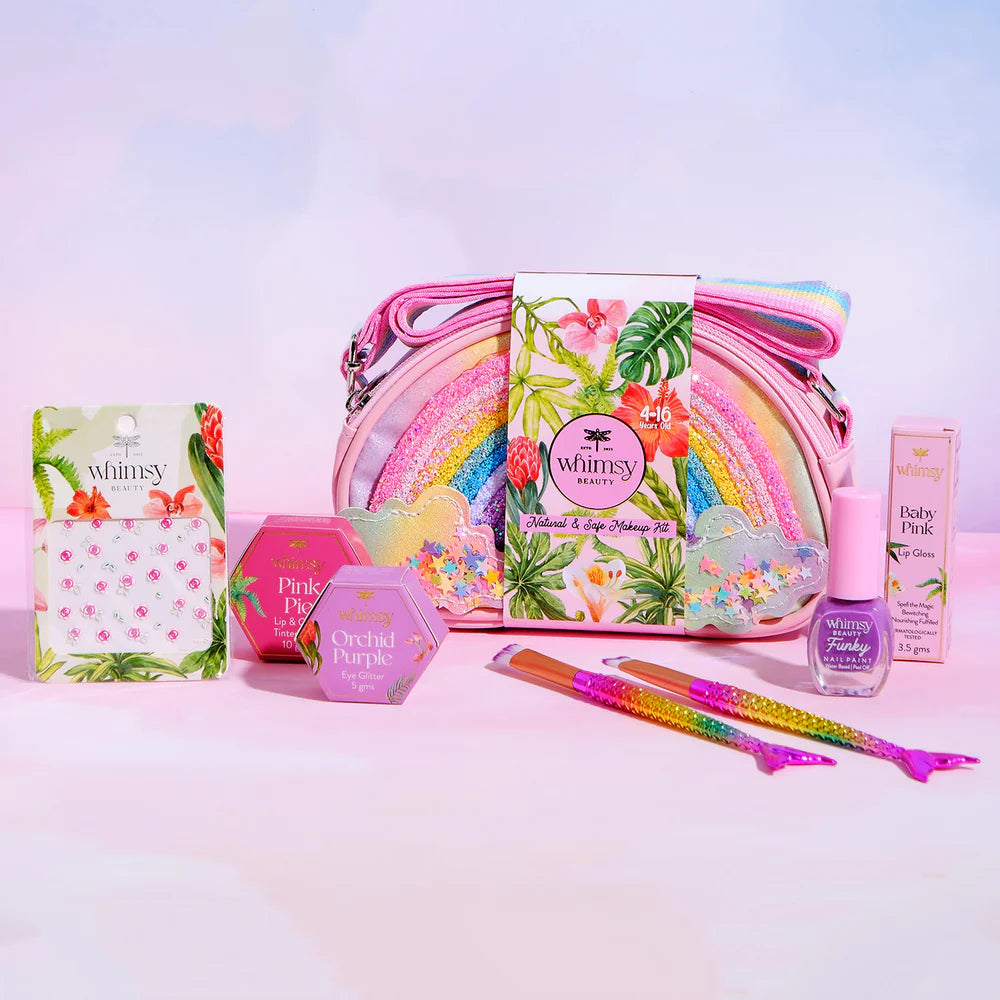 Whimsy Beauty 7‑Piece Safe & Organic Sling Bag Beauty Kit (Purple)