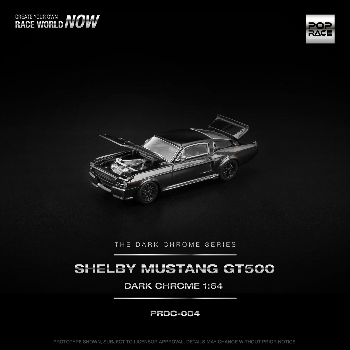 POP RACE PRDC-004 SHELBY MUSTANG GT 500 DARK CHROME SERIES