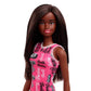 Barbie Fashion Doll with Straight Black Hair Wearing Removable Pink Tank Dress.(HRH08)