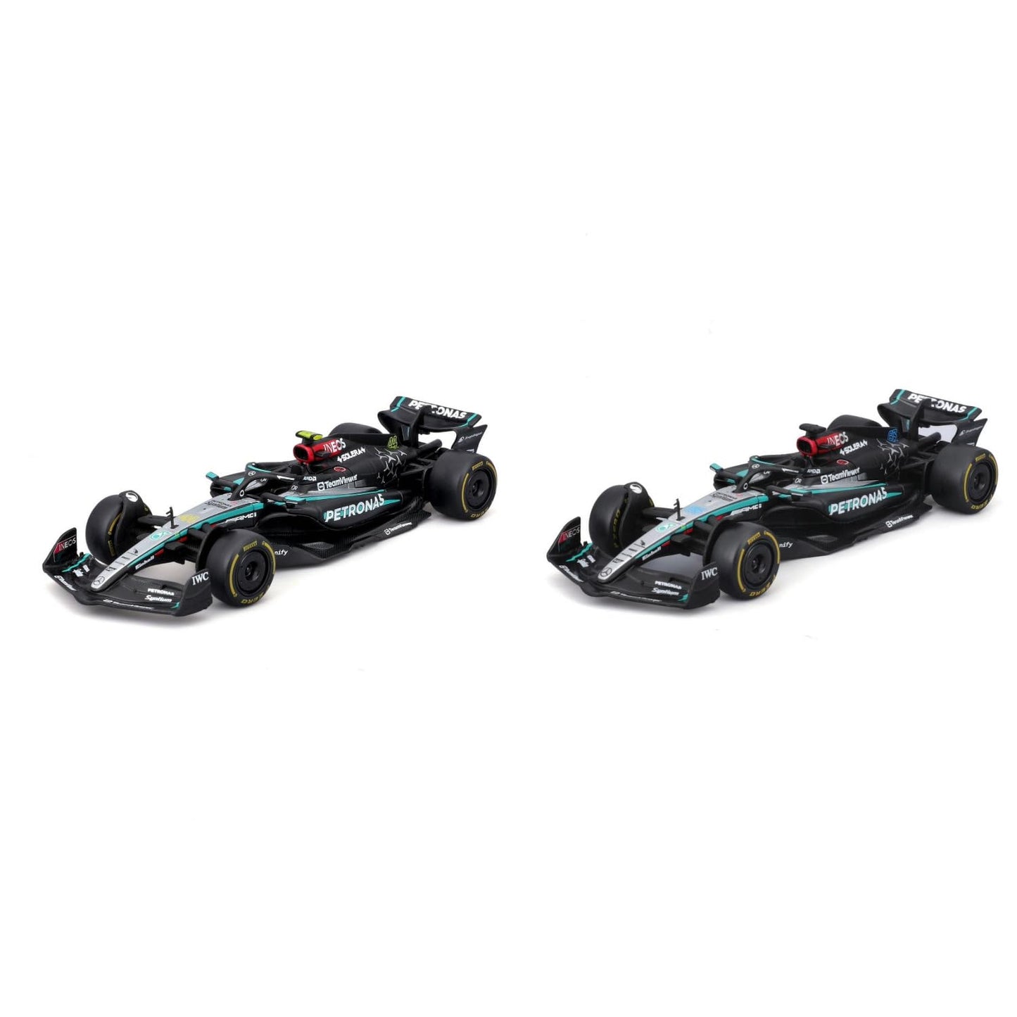 Bburago 1/43 Scale set of 2 Mercedes-AMG F1 Racing Team W15 Formula 1 Model Cars.