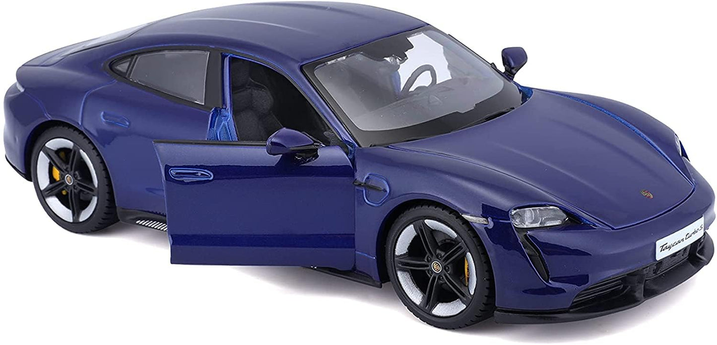Bburago Porsche Taycan Turbo S 2019 (Blue) – 1:24 Scale Model Car.