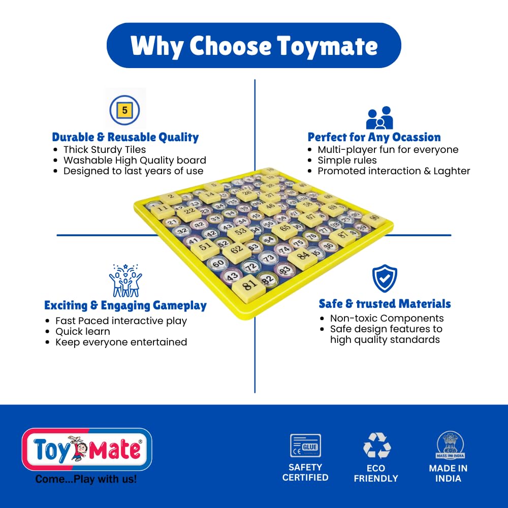 TOYMATE Olympia games And Toys Housie Giant 384 Foldable Tickets (No Pins or Pencils Required) for for 6+ Age Kids and Adults