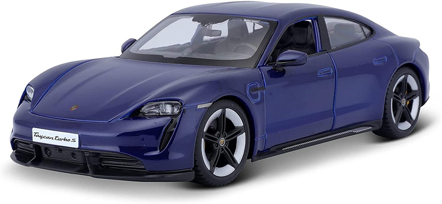 Bburago Porsche Taycan Turbo S 2019 (Blue) – 1:24 Scale Model Car.