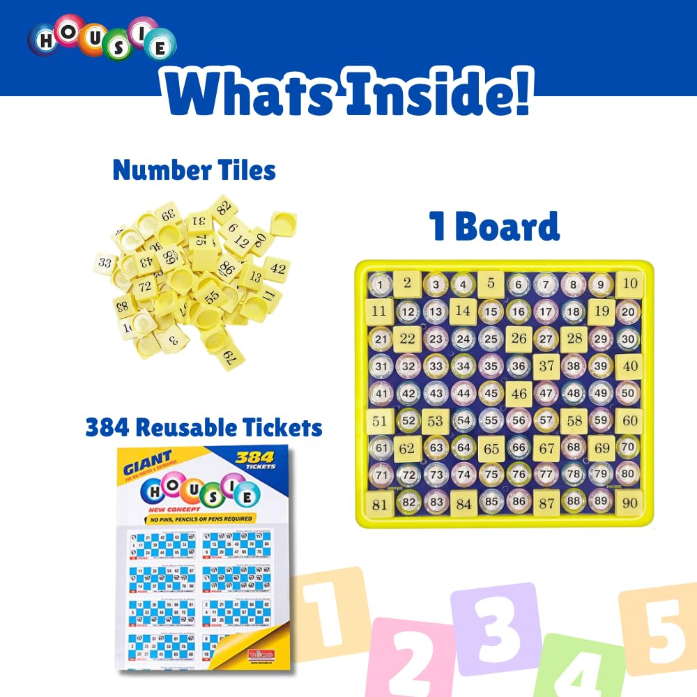 TOYMATE Olympia games And Toys Housie Giant 384 Foldable Tickets (No Pins or Pencils Required) for for 6+ Age Kids and Adults