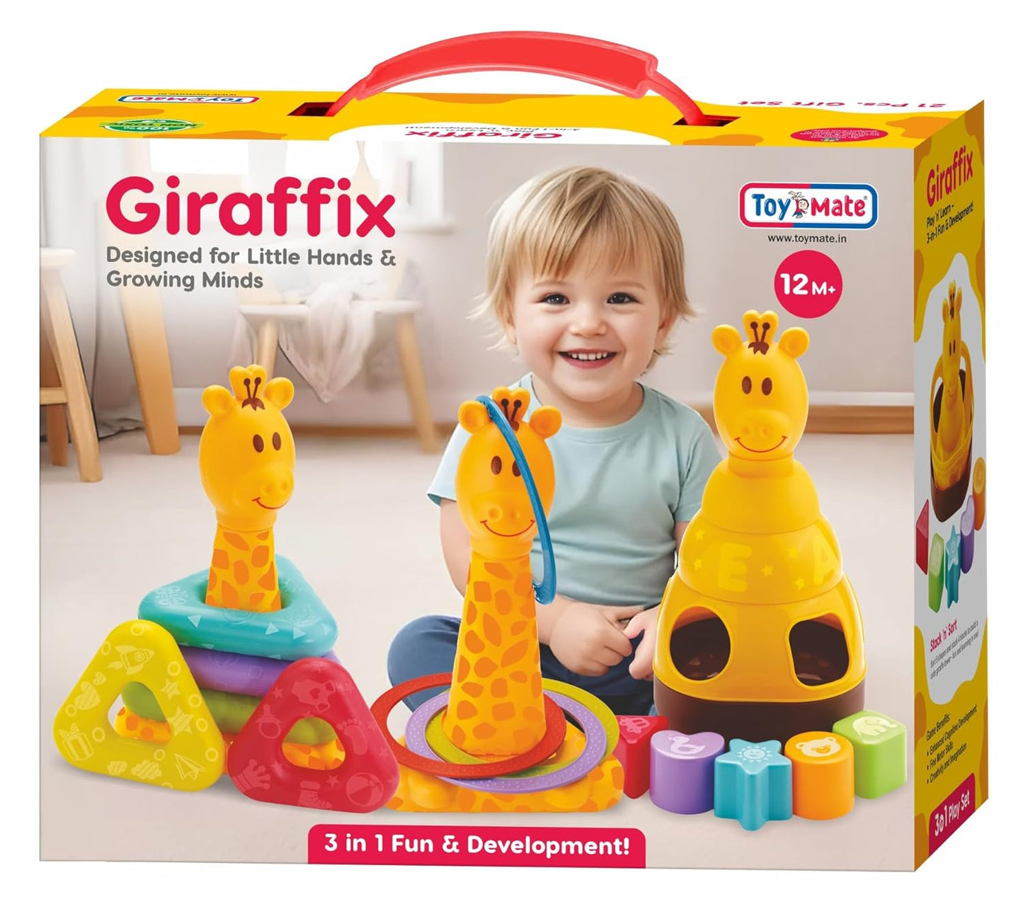 ToyMate Giraffix 3-in-1 Stacking, Sorting Ring Toss Toy.