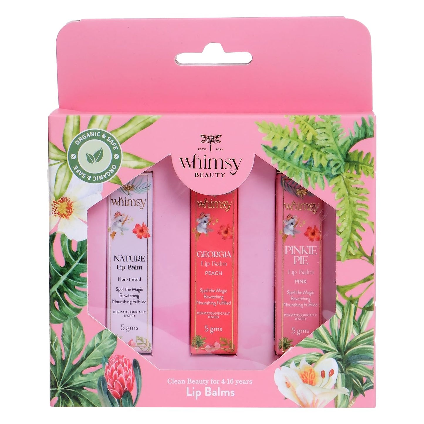 Whimsy Beauty – Set of 3 Safe Organic Essential Care Lip Balms