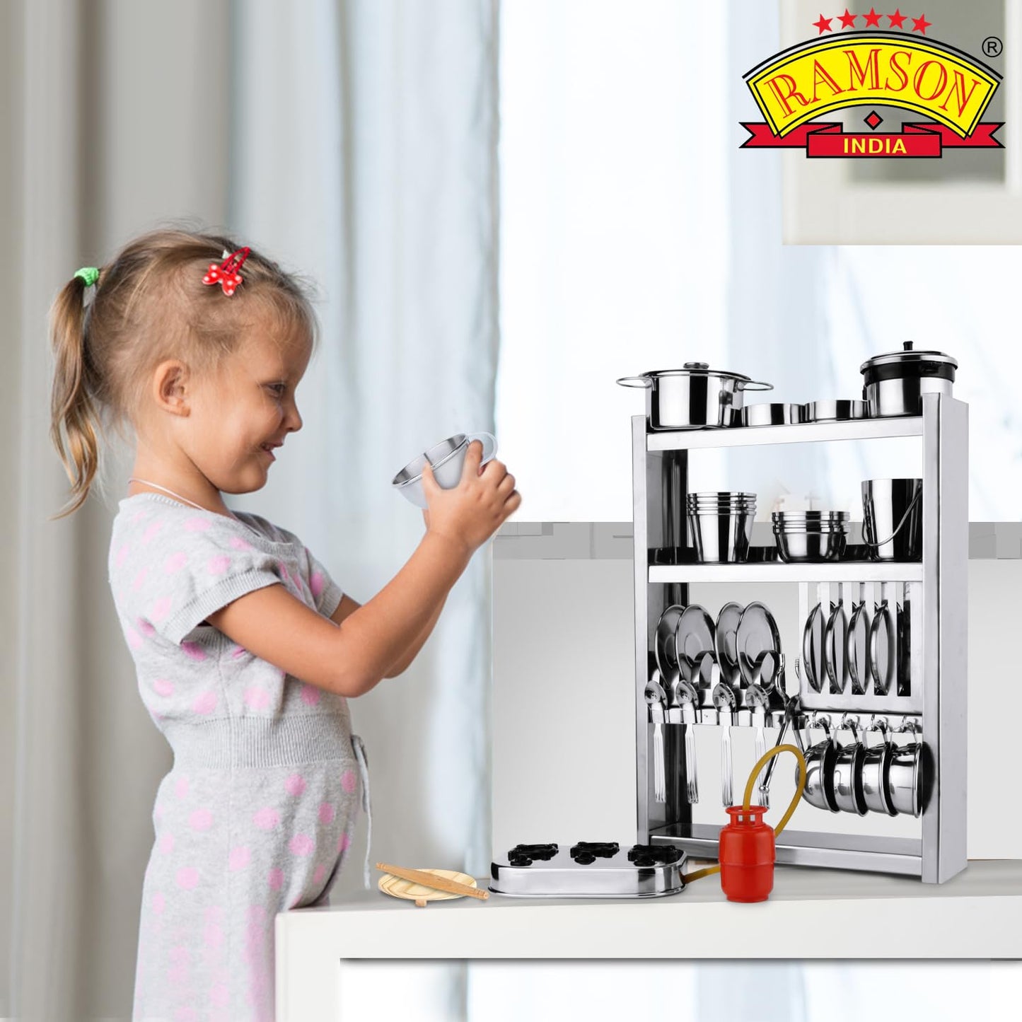 RAMSON Stainless Steel Kitchen Playset (34 Pieces) for Kids.