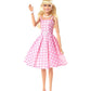 Barbie The Movie Doll Wearing Pink and White Gingham Dress with Daisy Chain Necklace.