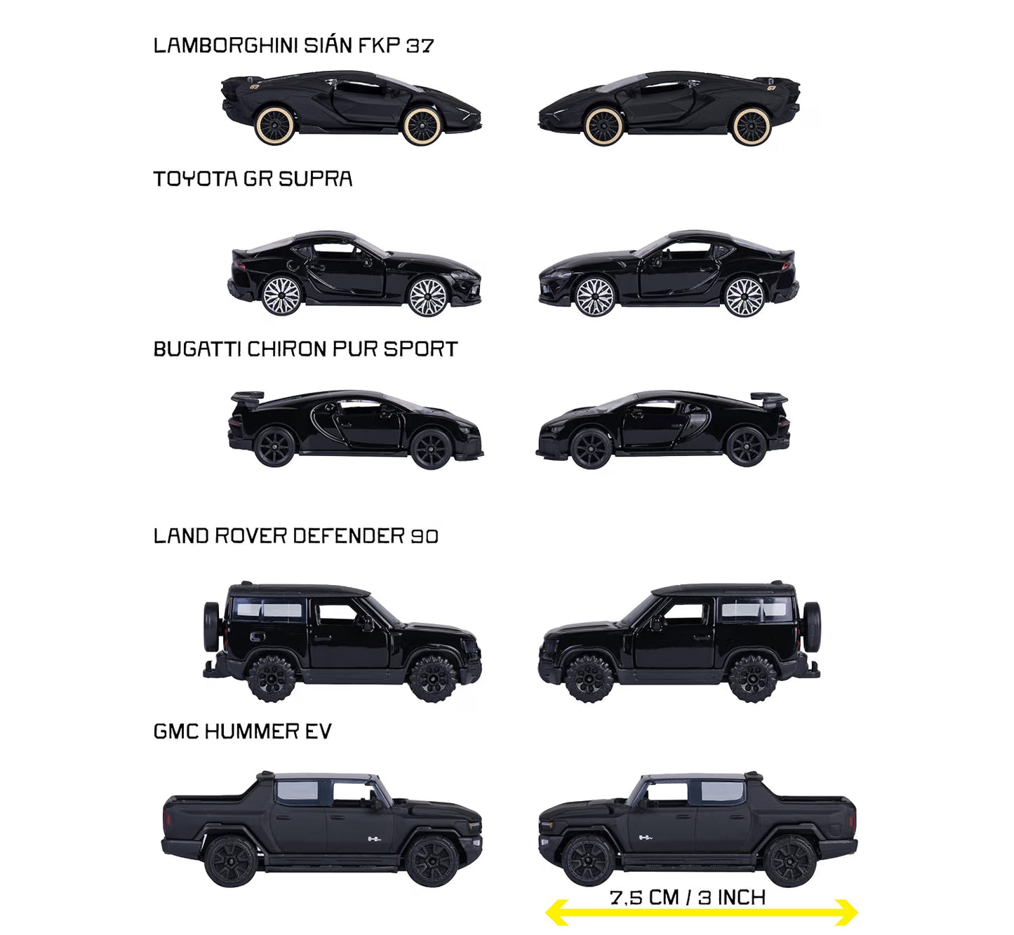 Majorette Black Edition 5 Car Set