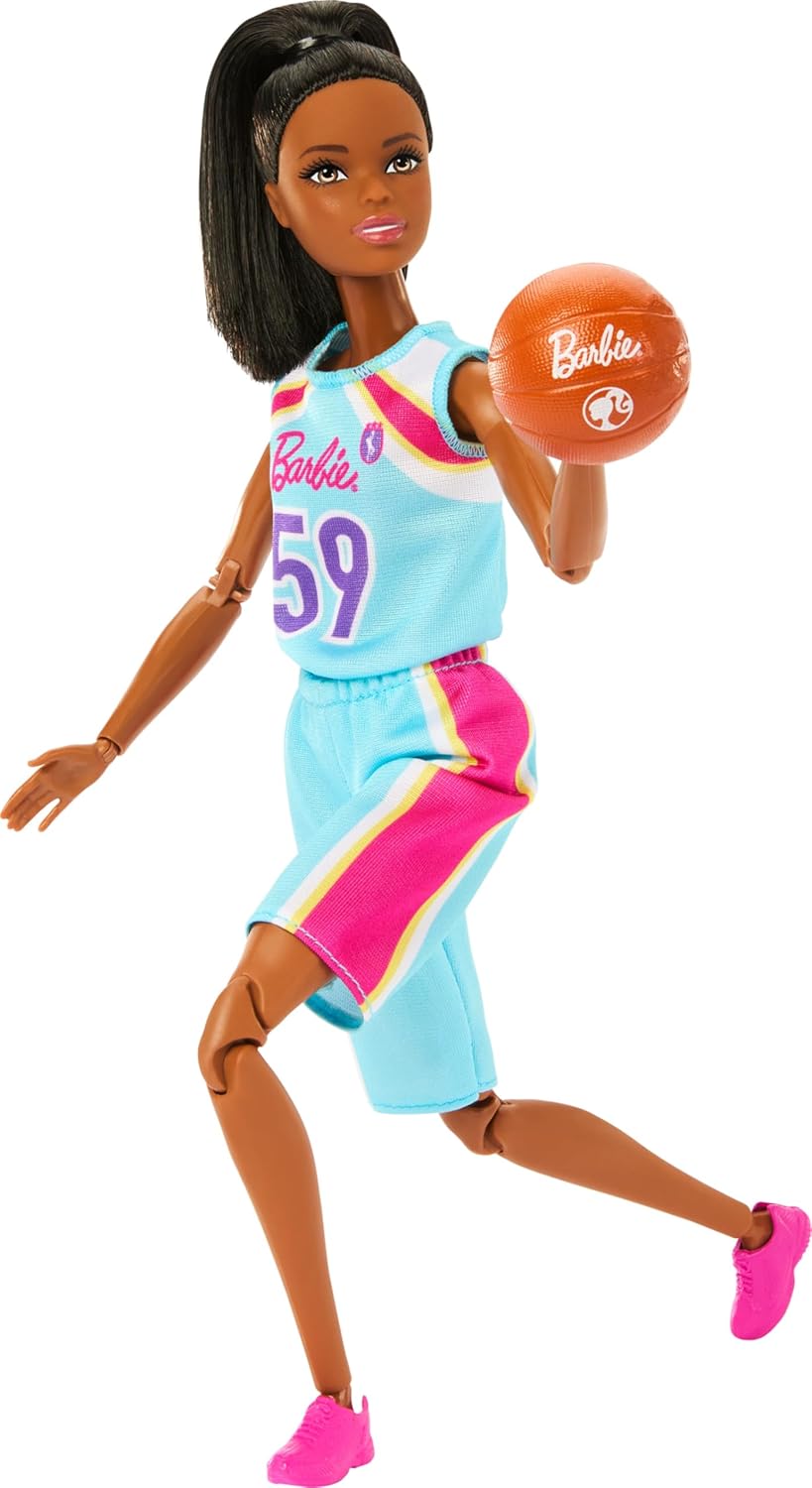 Barbie Made to Move Doll & Accessories, Brunette Basketball Player. (HKT74)