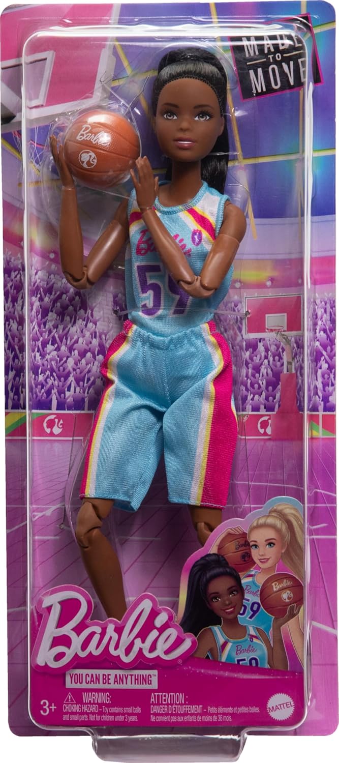 Barbie Made to Move Doll & Accessories, Brunette Basketball Player. (HKT74)