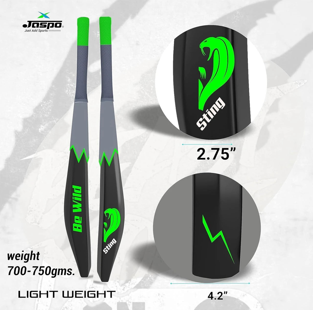 JASPO Wild Heavy Duty Plastic Cricket Bat – Full Size