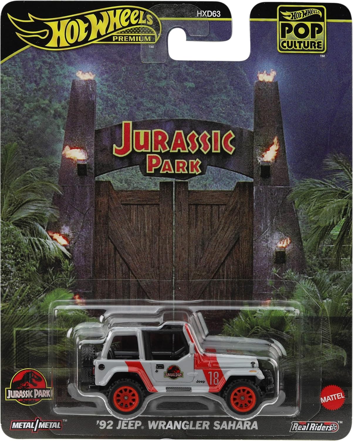 Hot Wheels Premium Pop Culture – '92 Jeep Wrangler Sahara (Jurassic Park)