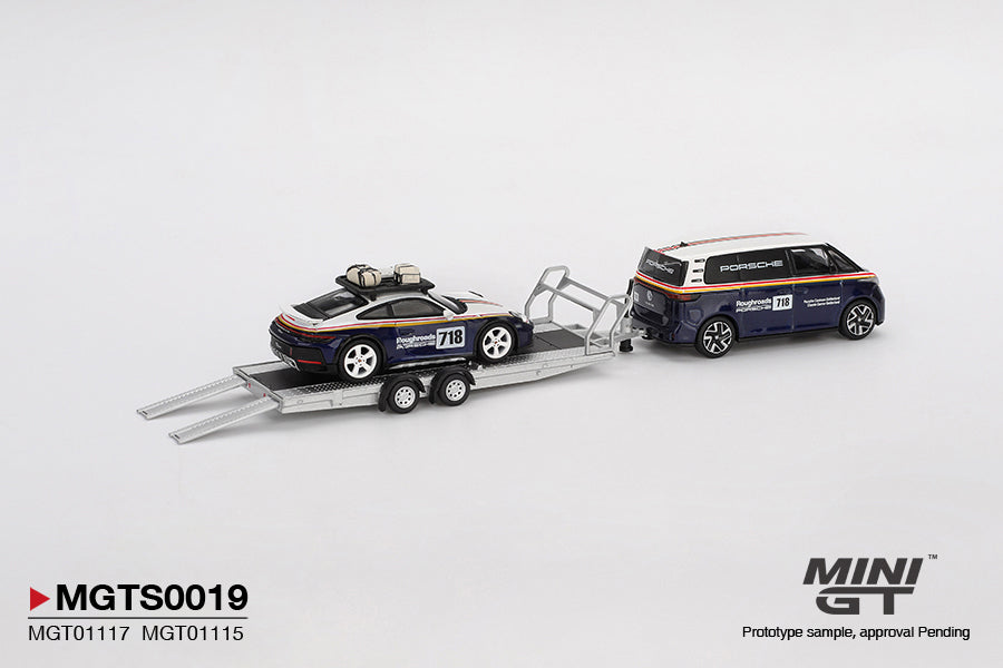 MINI GT S0019 PORSCHE 911 DAKAR 718 VOLKSWAGON ID BUZZ PORSCHE CENTRUM GELDERLAND ROUGHROADS SET