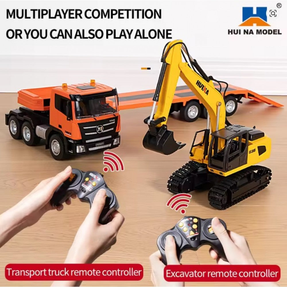 Huina 1319 RC Tractor Truck with Excavator Trailer – 1:18 scale