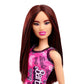Barbie Fashion Doll with Straight Dark Burgundy Hair. (HRH10)