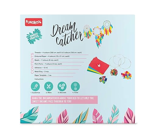 Funskool - Handycrafts Dreamcatcher,DIY Dreamcatcher,Make 3 Pieces,7 Years +,Art and Craft Kit,Multicolor-5