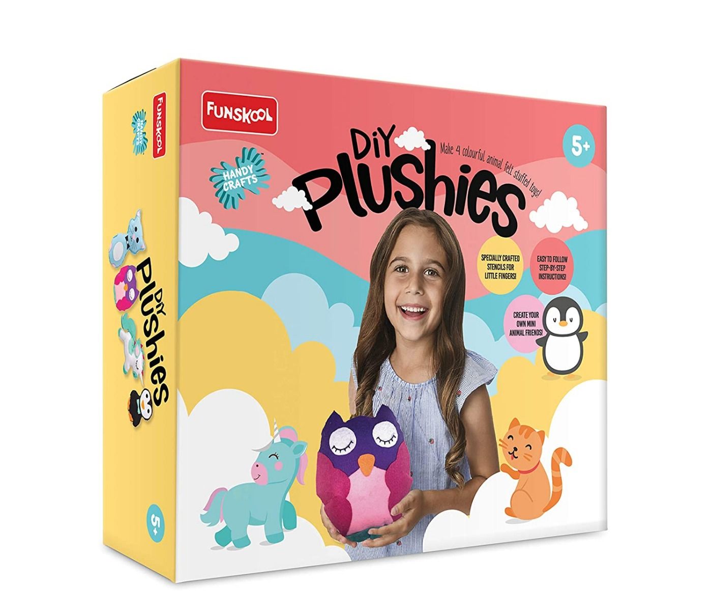 Funskool Animal Diy Ies, Create Your Own Mini Unicorn, Penguin, Owl And Kitten (Multicolor)