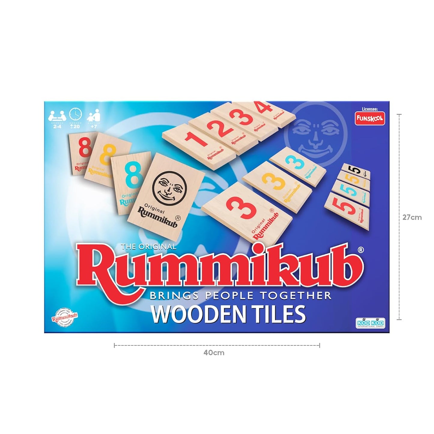 Funskool Games Rummikub Wooden Tiles, 2-4 Players, Strategy Game for Kids and Adults, Fun Family Game, Ages 7 Years+