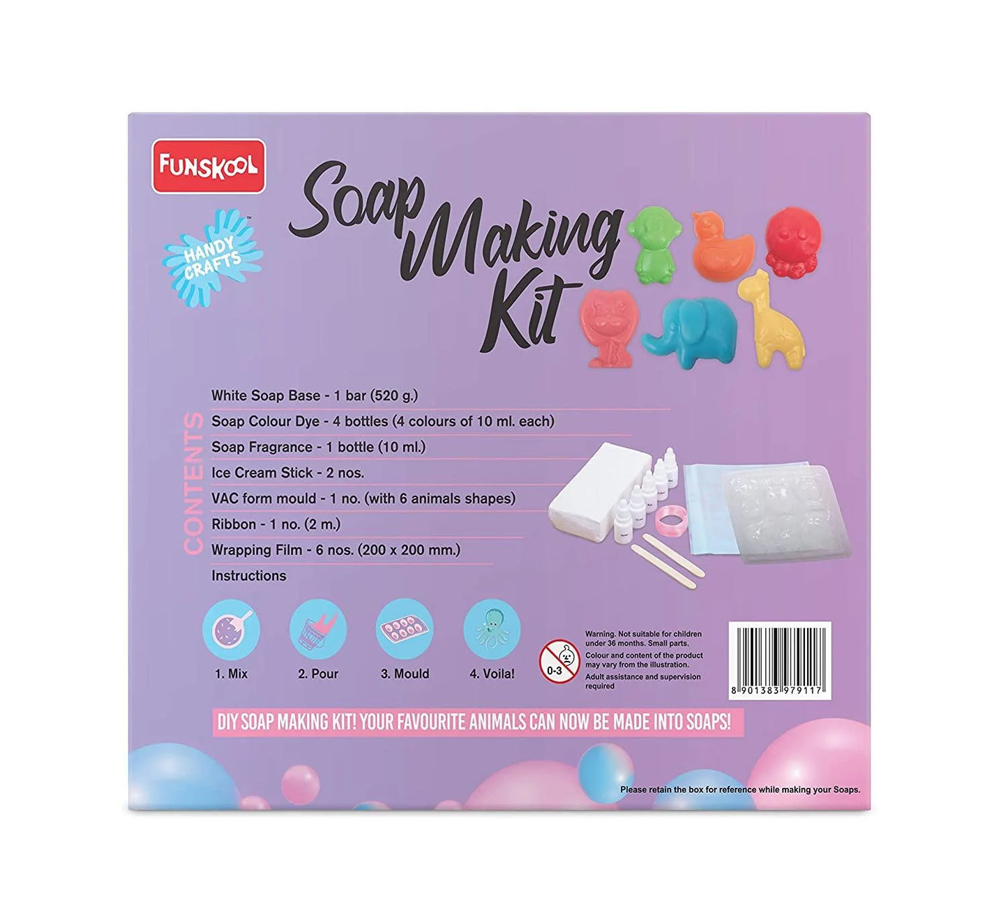 Funskool Handycrafts Soap Making Kit - 6 Different Soap Shapes Activity Kit for Ages 5+ (97911)