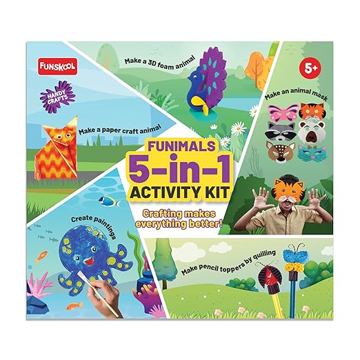Funskool Handycrafts FUNIMALS 5-in-1 Activity Kit, 5 Activities in 1, Art and Craft Kit, DIY Kit, Ages 5 Years and Above, Multicolor