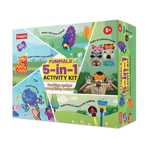 Funskool Handycrafts FUNIMALS 5-in-1 Activity Kit, 5 Activities in 1, Art and Craft Kit, DIY Kit, Ages 5 Years and Above, Multicolor