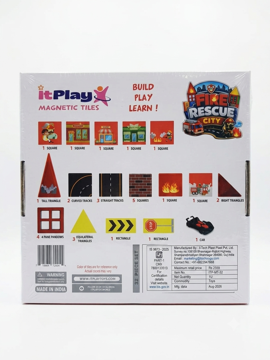 itPlay Magnetic Tiles – Fire Rescue City Set