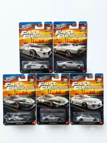 Hot Wheels Fast & Furious Silver Series Set (Full Set of 5)