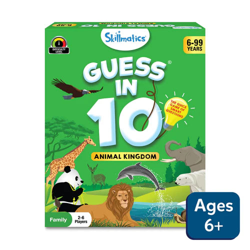 SKILLMATICS Guess in 10 Animal Kingdom Trivia card game (ages 6+)