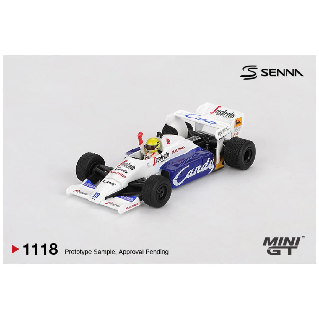 Mini GT 1118 Toleman TG184 19 Ayrton Senna 1984 Monaco Grand Prix 2nd Place.