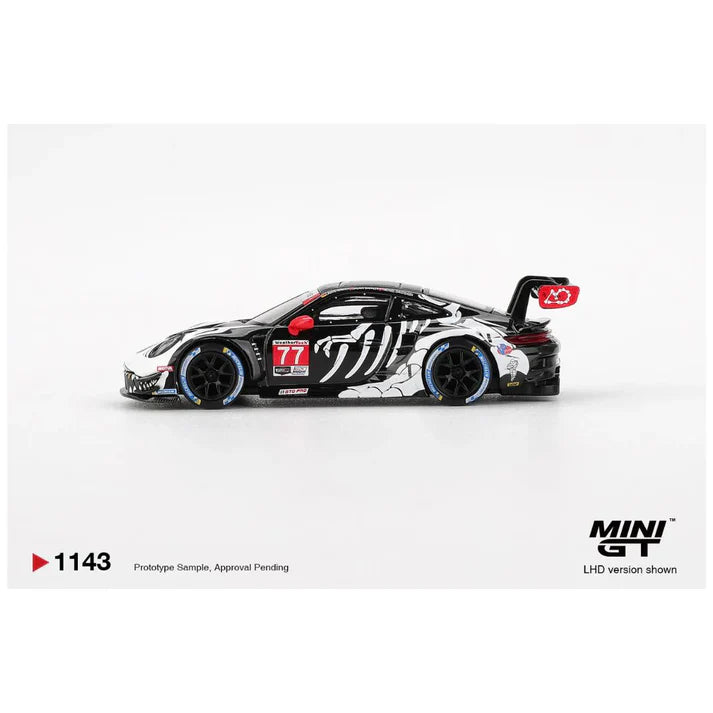MINI GT 1143 Porsche 911 GT3 R #77+ MINI GT 953  Mazda AZ-1 Liberty Walk LB40 2024 Auto Salon White.