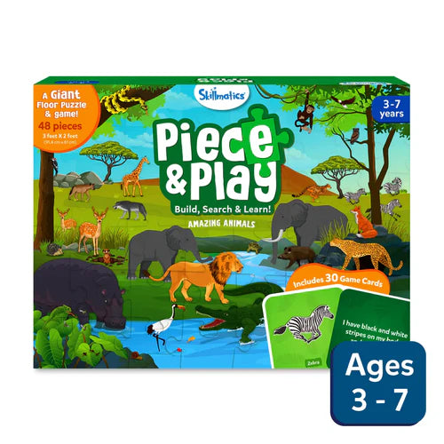 SKILLMATICS Piece AND Play Amazing Animal Floor Puzzle & Game (ages 3-7)